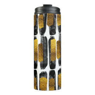 Gilded Artistry: Black & Gold Abstrakt Thermosbecher
