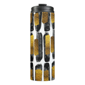 Gilded Artistry: Black & Gold Abstrakt Thermosbecher