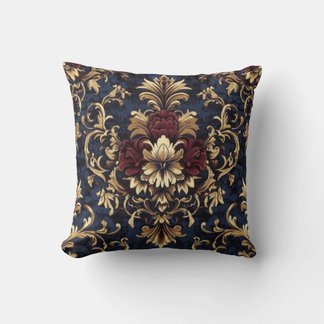 Gilded Baroque Floral Wirbel Kissen (Vorderseite)