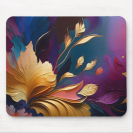 Gilded Bloom – Abstract Floral Composition Mousepad