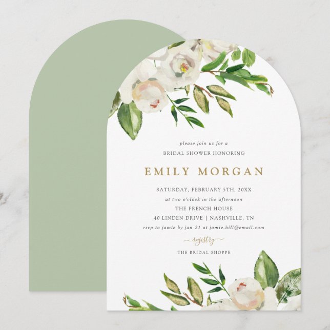 Gilded Blooms Bridal Dusche Einladung (Vorne/Hinten)