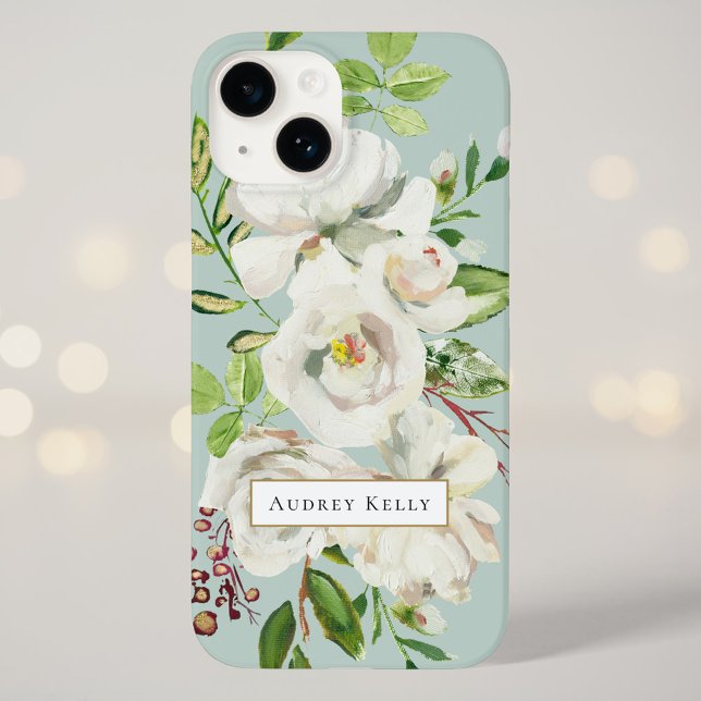 Gilded Blooms Custom Monogram | Münze Case-Mate iPhone 14 Hülle (Von Creator hochgeladen)