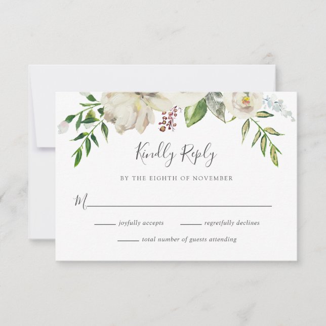 Gilded Blooms Floral Wedding RSVP Card (Vorderseite)