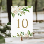 Gilded Blooms Floral Wedding Tischnummern<br><div class="desc">Maßgeschneiderte Hochzeitskarten mit einer wunderschönen bemalten Blumengrenze in Grün, Weiß und Imitat Goldfolie Akzente zu unserer Gilded Blooms Kollektion. Bitte personalisieren Sie jede benötigte Nummer und fügen Sie jede Nummer Ihrem Warenkorb individuell hinzu, um einen genauen Druck zu gewährleisten. Verwenden Sie die Entwurfswerkzeuge, um die Schriftart und Farben zu bearbeiten...</div>