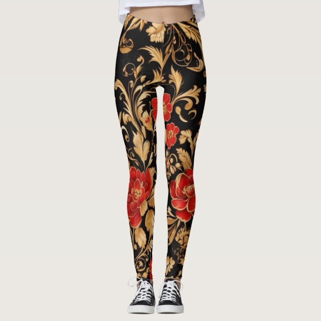 Gilded Blooms: Opulent floral Leggings (Vorderseite)