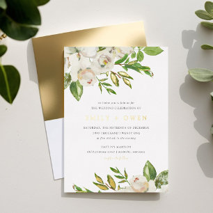 Gilded Blooms Wedding Folieneinladung
