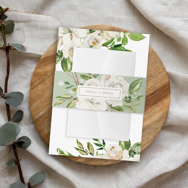 Gilded Blooms Wedding Monogram Einladungsbanderole (Von Creator hochgeladen)