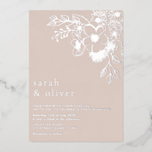 Gilded Bloral Blush Pink Wedding Folieneinladung
