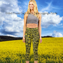 Gilded Blume Cage Black Capri Leggings