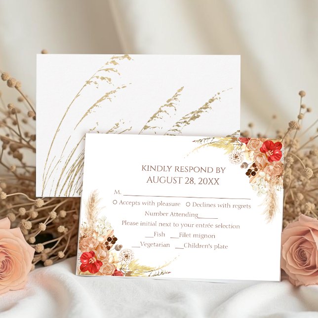 Gilded Boho Bloral Herbst Hochzeitskarten RSVP (Von Creator hochgeladen)