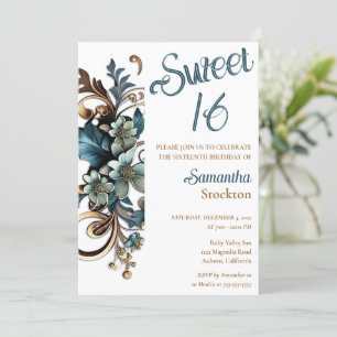 Gilded Botanical Border Sweet 16 Einladung