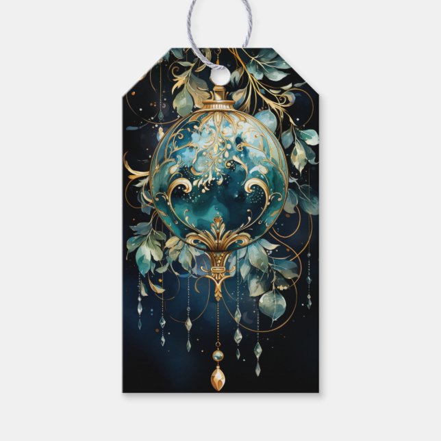 Gilded Botanicals: Green und Gold Symphony Geschenkanhänger (Vorderseite)