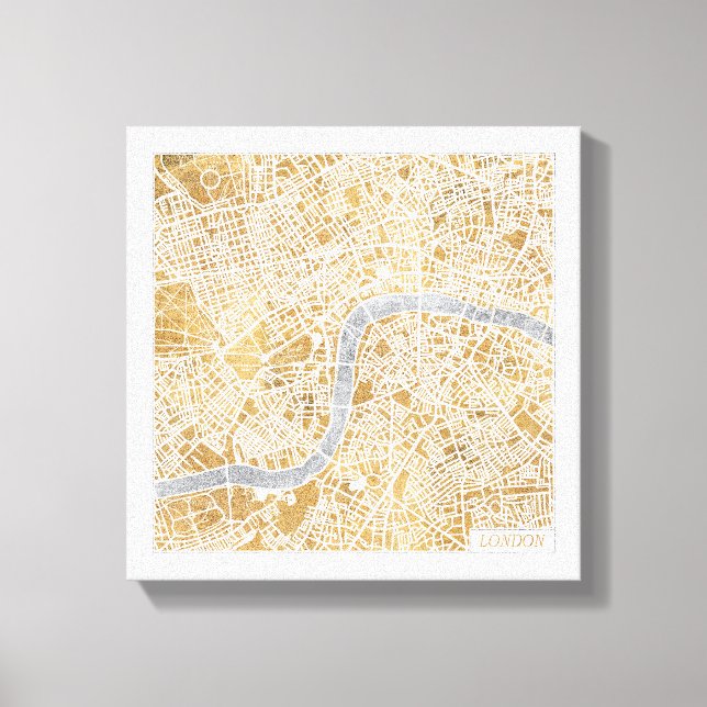 Gilded City Map London Leinwanddruck (Vorderseite)