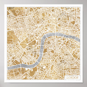 Gilded City Map London Poster