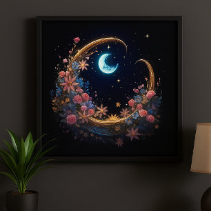 Gilded Crescent Bloom Poster