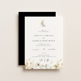 Gilded Crescent Moon Wildblume Hochzeit Einladung