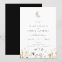 Gilded Crescent Moon Wildblume Hochzeit Einladung