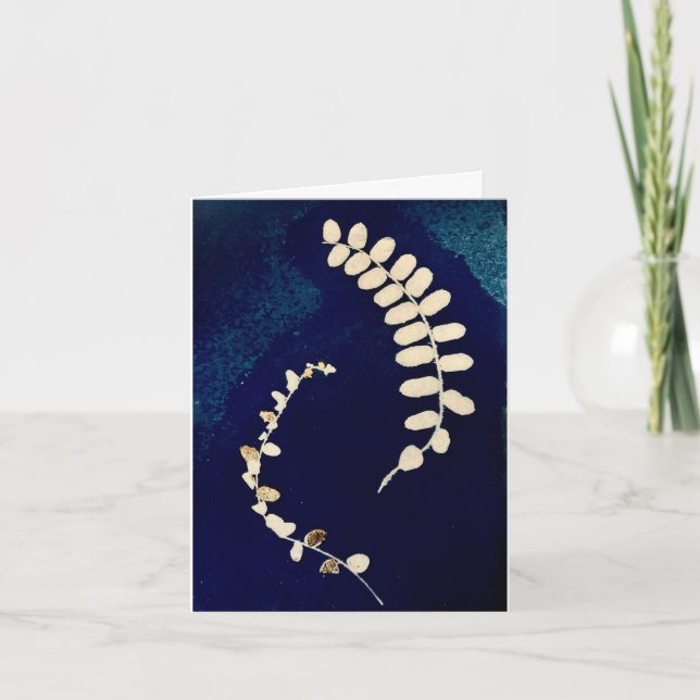 Gilded Dark Blue Ferns Cyanotype (Vorderseite)