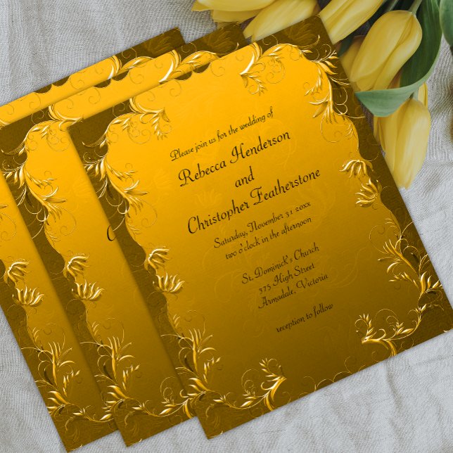 Gilded Elegance Golden Budget Hochzeit Einladung Flyer (Von Creator hochgeladen)