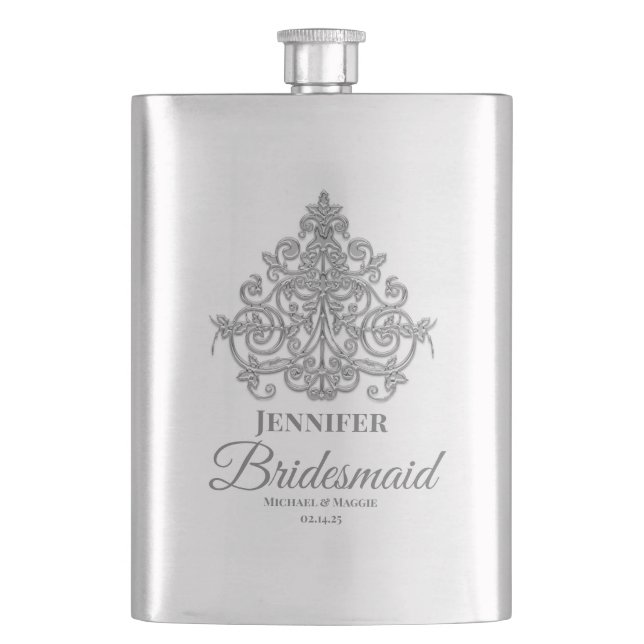 Gilded Elegance Mit Monogramm Classic Flask Flachmann (Vorderseite)