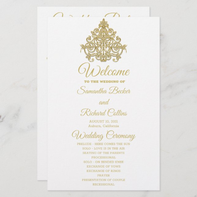 Gilded Elegance Wedding Program (Vorne/Hinten)