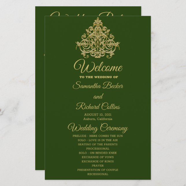 Gilded Elegance Wedding Program (Vorne/Hinten)