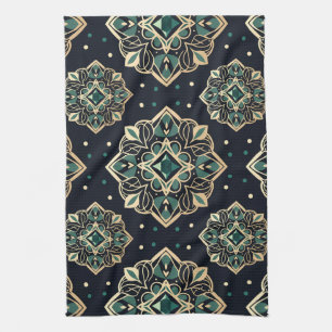 Gilded Emerald Mandala Geschirrtuch