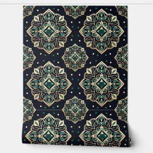 Gilded Emerald Mandala Tapete