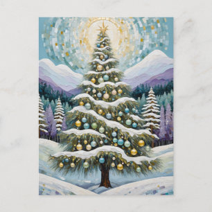 Gilded Evergreen Feiertagspostkarte