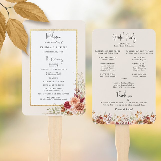 Gilded Fall Terracotta Floral Program Fächer (Von Creator hochgeladen)