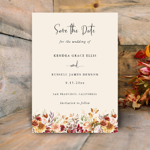 Gilded Fall Terracotta Floral Save The Date