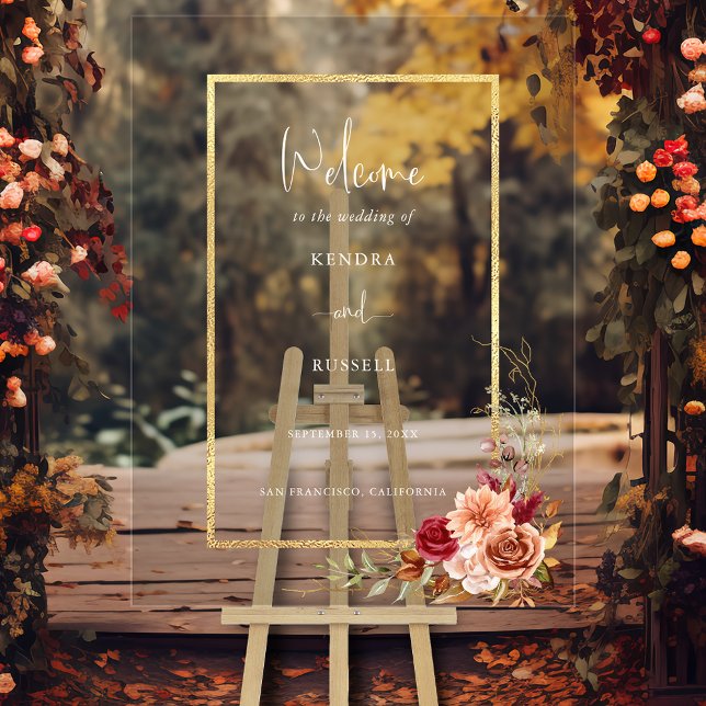 Gilded Fall Terracotta Willkommen Acrylschild (Von Creator hochgeladen)