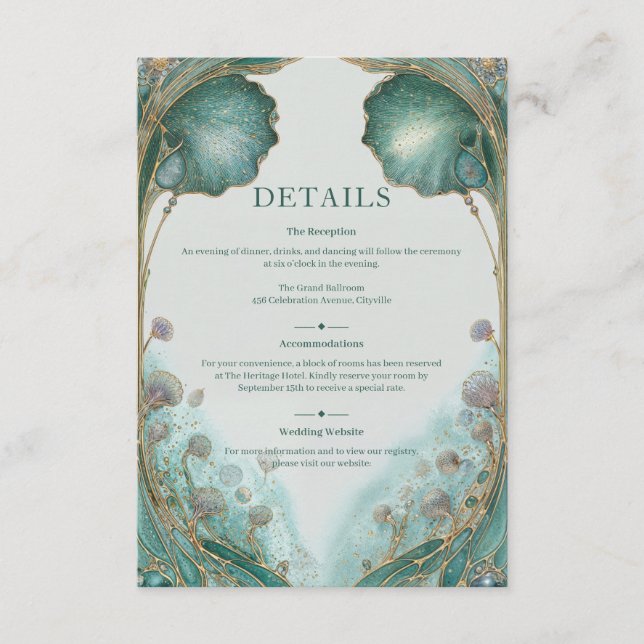 Gilded Fantasy Art Nouveau Wedding Begleitkarte (Vorderseite)