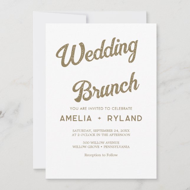 Gilded Floral | Brunch mit Creme & Gold Einladung (Vorderseite)