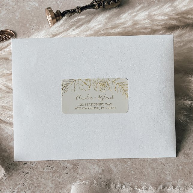 Gilded Floral | Cream and Gold UAWG Address Labels Adressaufkleber (Von Creator hochgeladen)