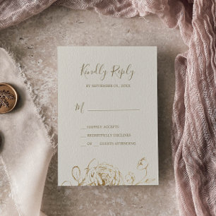 Gilded Floral Cream Gold Einfache RSVP-Karte RSVP Karte