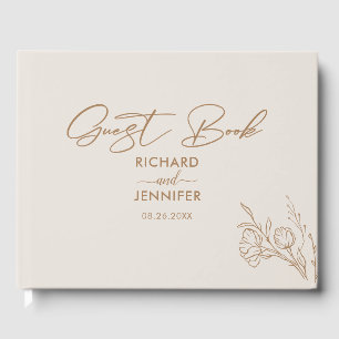 Gilded Floral Cream & Gold Personalisierte Hochzei Gästebuch