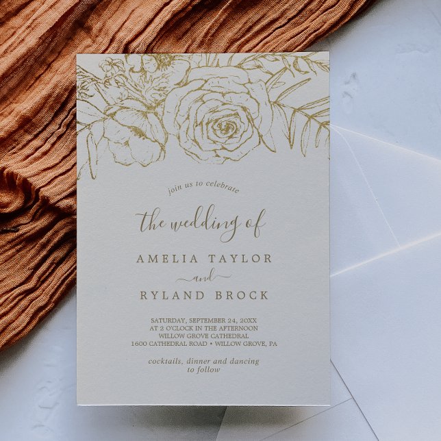 Gilded Floral | Creme und Gold - Hochzeit von Einladung (Von Creator hochgeladen)