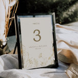 Gilded Floral | Creme und Gold - Tischnummer<br><div class="desc">Diese vergoldete Blütencreme und die goldene Tischnummer sind perfekt für eine Hochzeit. Das moderne boho-Design besticht durch eine skurrile Anordnung von Imitaten mit vergoldeten Blume, Blätter und Botanicals auf cremefarbenem Hintergrund. Die Karte druckt auf der Vorder- und Rückseite (beidseitig). Fügen Sie jede Tischnummer, die Sie benötigen, einzeln in Ihren Warenkorb....</div>
