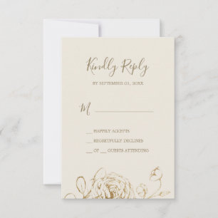 Gilded Floral   Einfache RSVP-Karte für Creme und  RSVP Karte