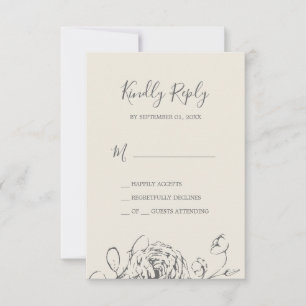 Gilded Floral   Einfache RSVP-Karte für Creme und  RSVP Karte