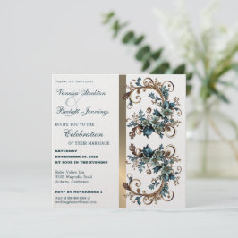 Gilded Floral Elegance Wedding Einladung