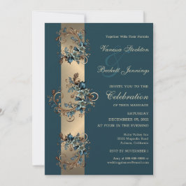Gilded Floral Elegance Wedding Einladung