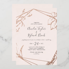 Gilded Floral Front & Back Rose Gold Foil Hochzeit Folieneinladung