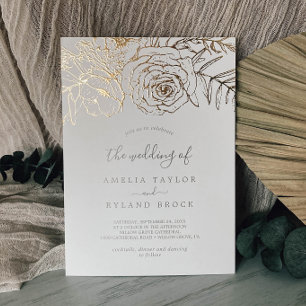 Gilded Floral   Gold Foil Cream The Wedding of Folieneinladung