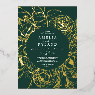 Gilded Floral   Gold Foil Emerald Lässig Wedding Folieneinladung