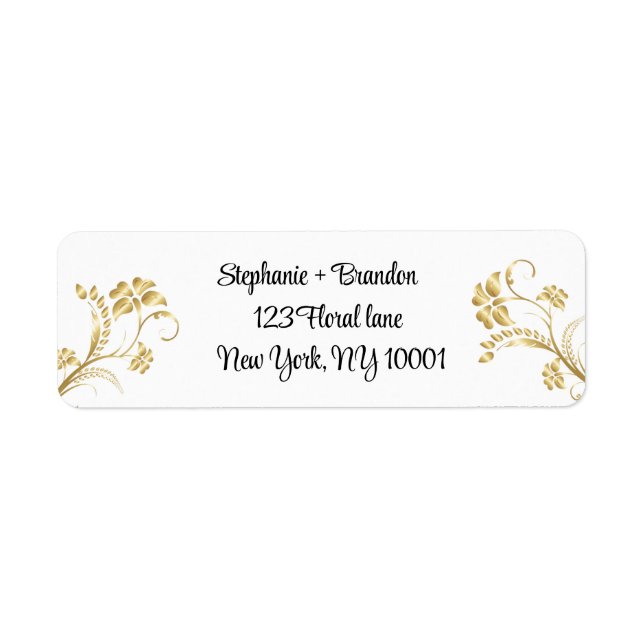 Gilded Floral Gold Moderne Rücksendeadressen-Aufkl (Vorne)
