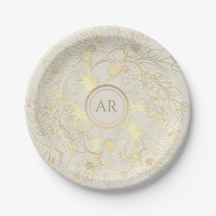 Gilded Floral Gold Wedding Pappteller