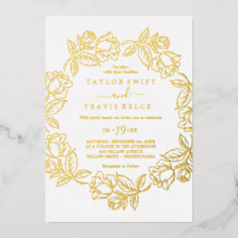 Gilded Floral | Hochzeit von Goldfräsen Folieneinladung