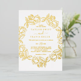 Gilded Floral | Hochzeit von Goldfräsen Folieneinladung